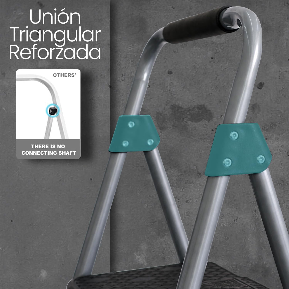 UZIRO Escalera Plegable 4 Peldaños, Estructura de Acero y Aluminio, Antideslizante y Liviana