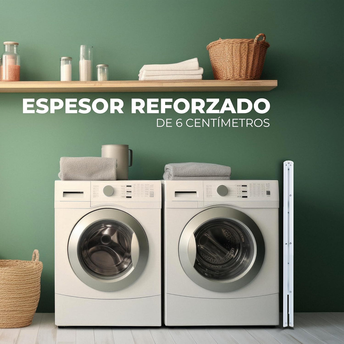 UZIRO Escalera liviana plegable de acero blanca, 3 peldaños anchos decorativa
