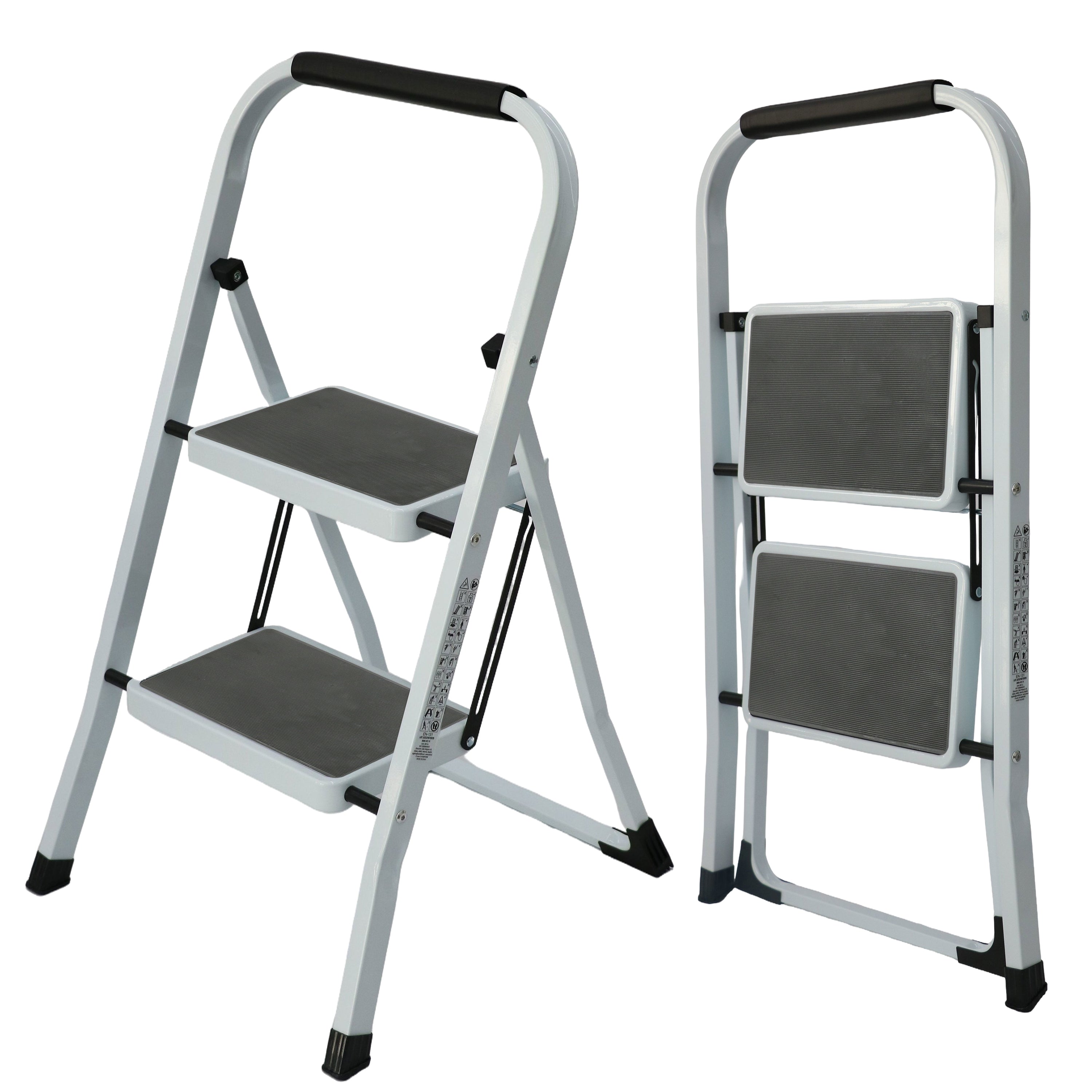 Escalera 2 Peldaños Plegable Blanca