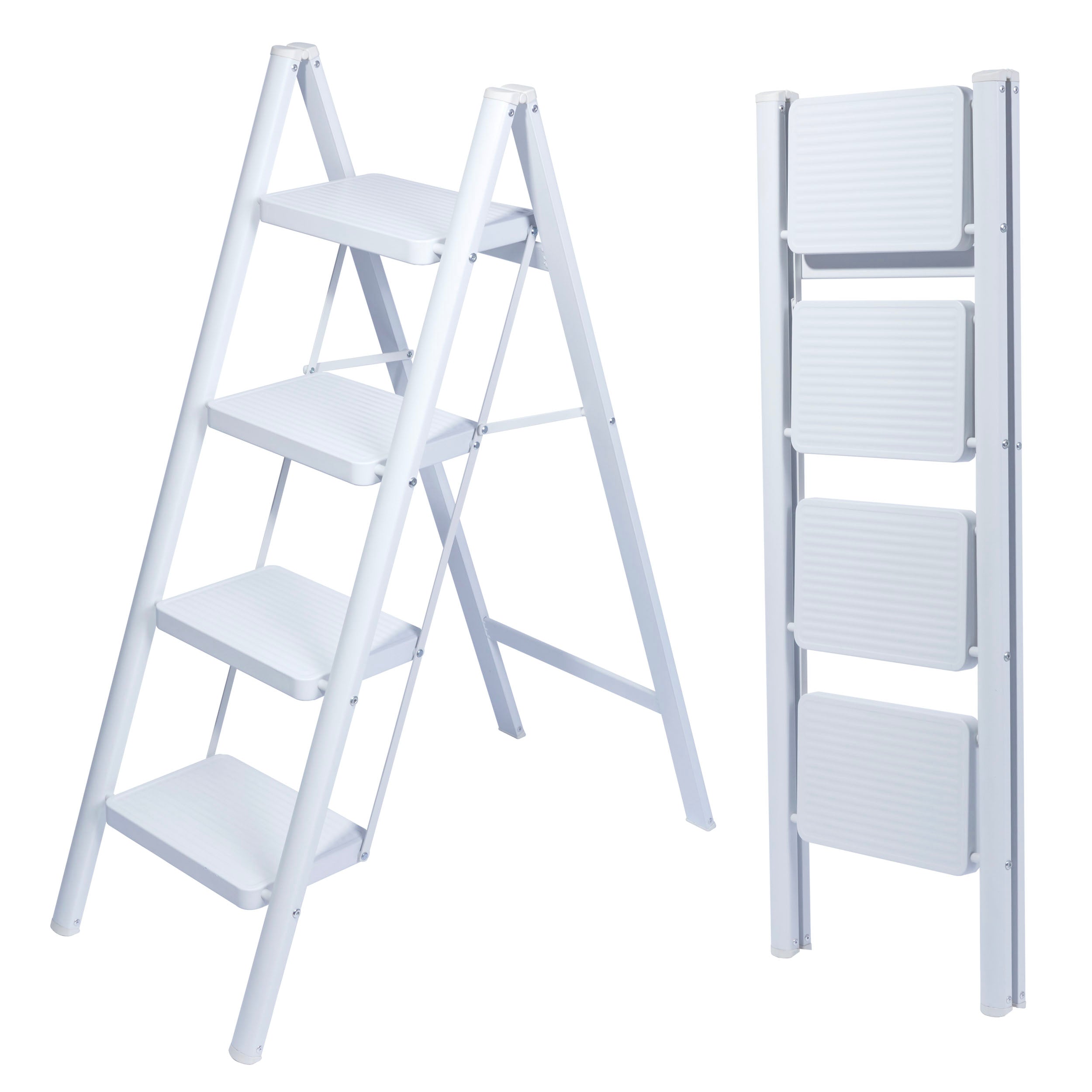 Escalera 4 Pedaños Plegable Blanca