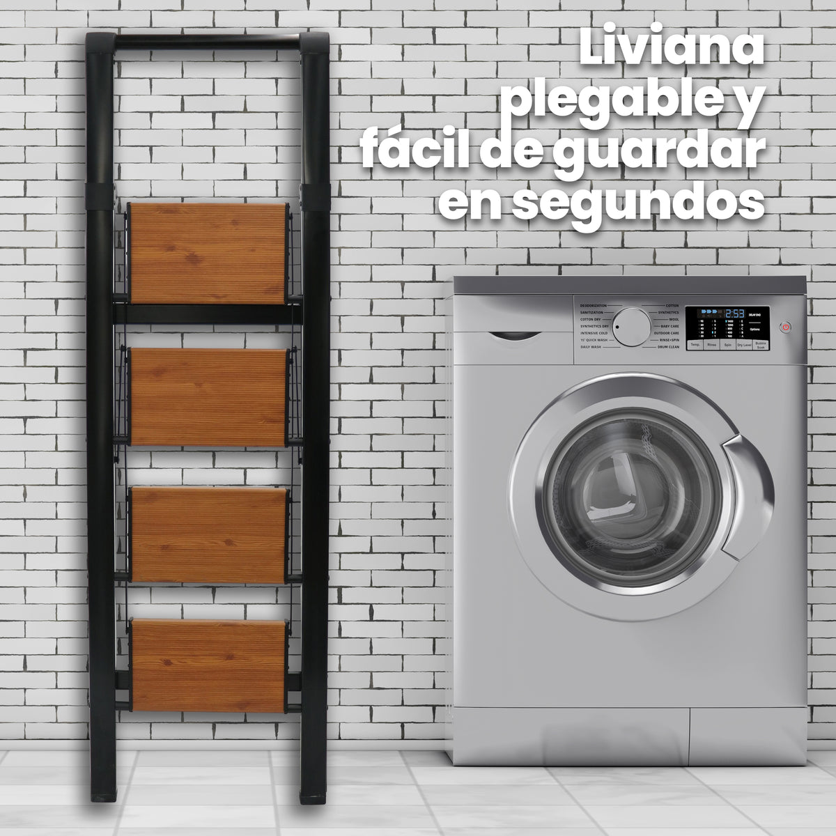 UZIRO Escalera liviana plegable de aluminio, 4 peldaños anchos antideslizantes