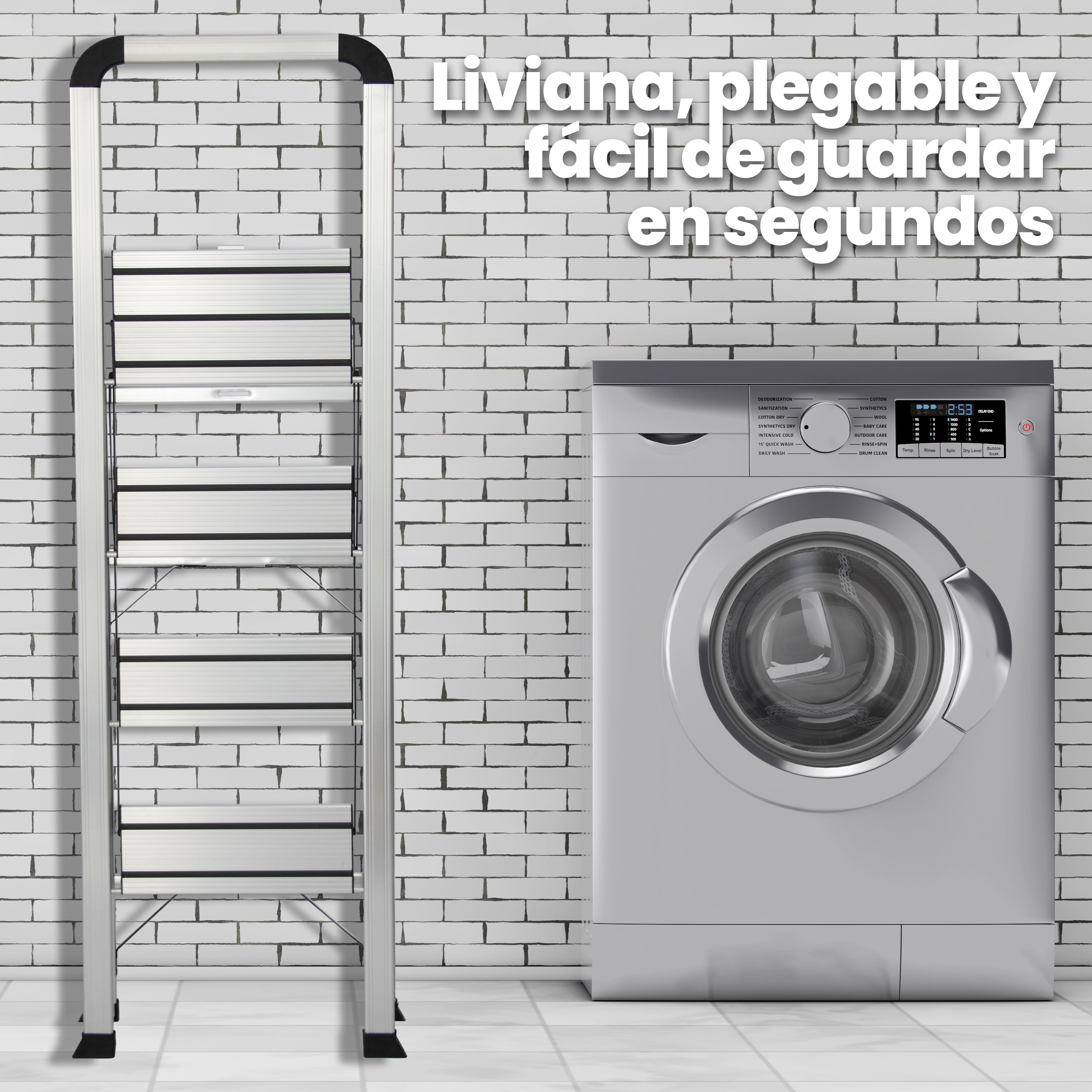 Escalera de Aluminio 4 Peldaños Anchos Antideslizantes