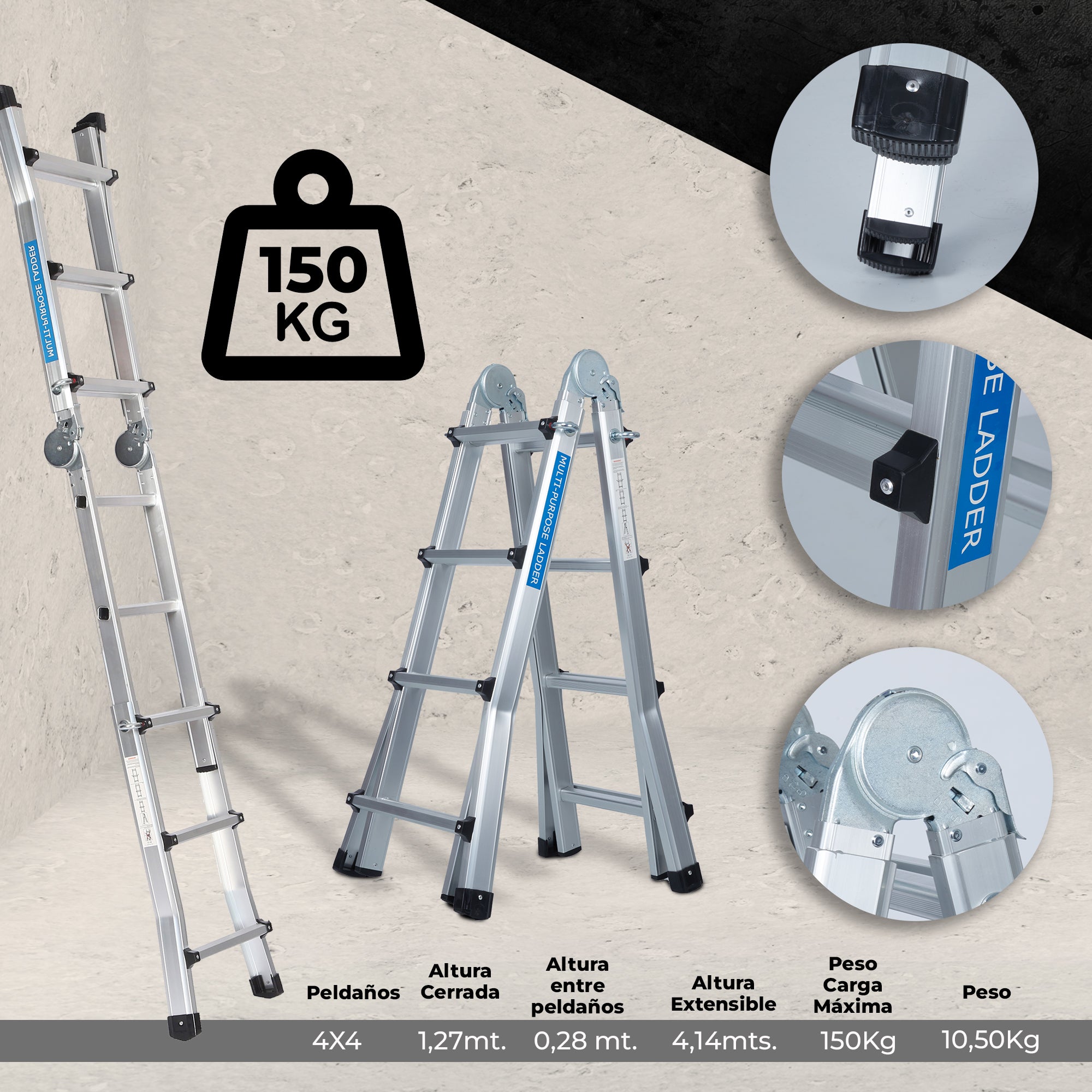 Escalera Aluminio Articulada - Escaleras Multifuncional