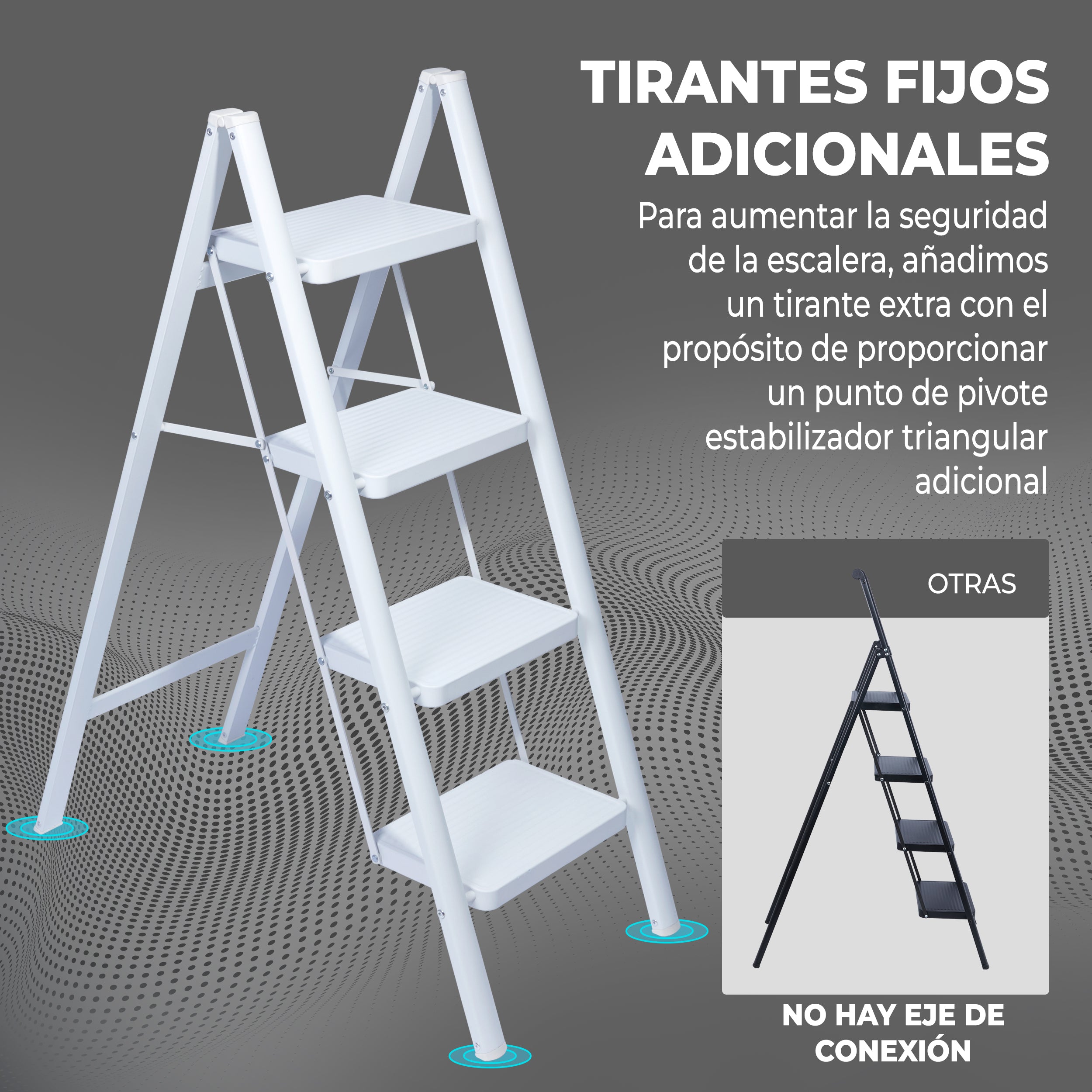 Escalera 4 Pedaños Plegable Blanca