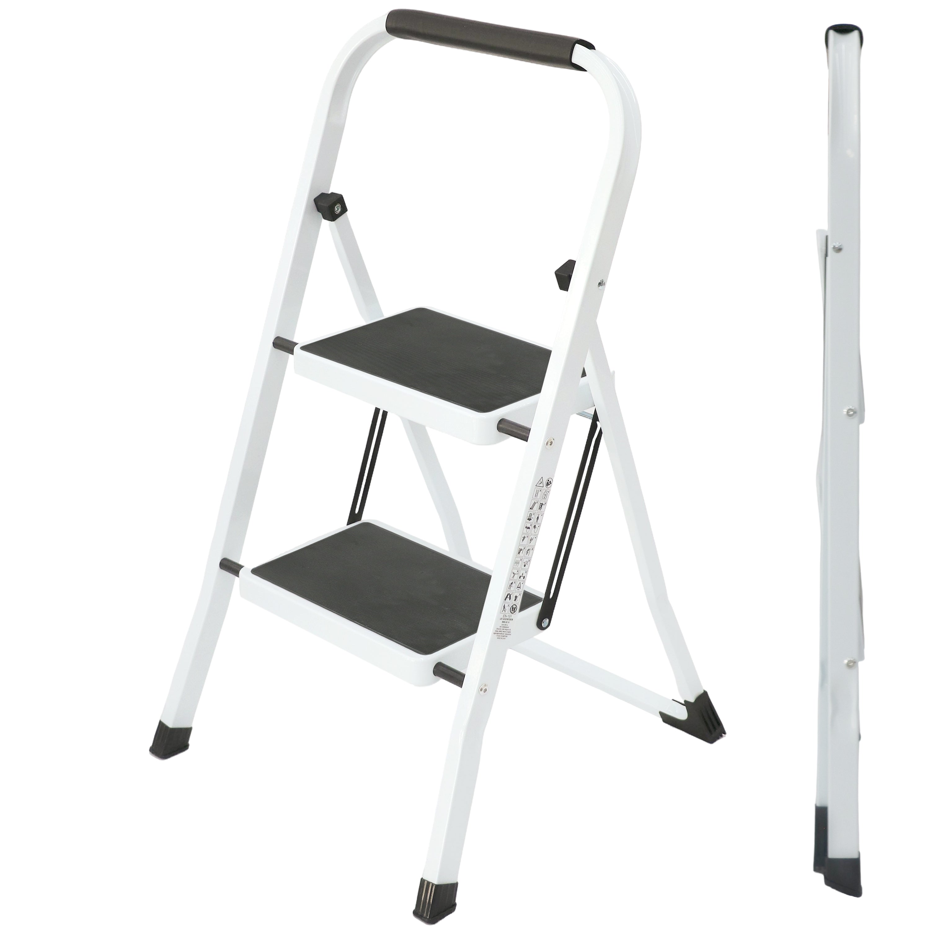 Escalera 2 Peldaños Plegable Blanca