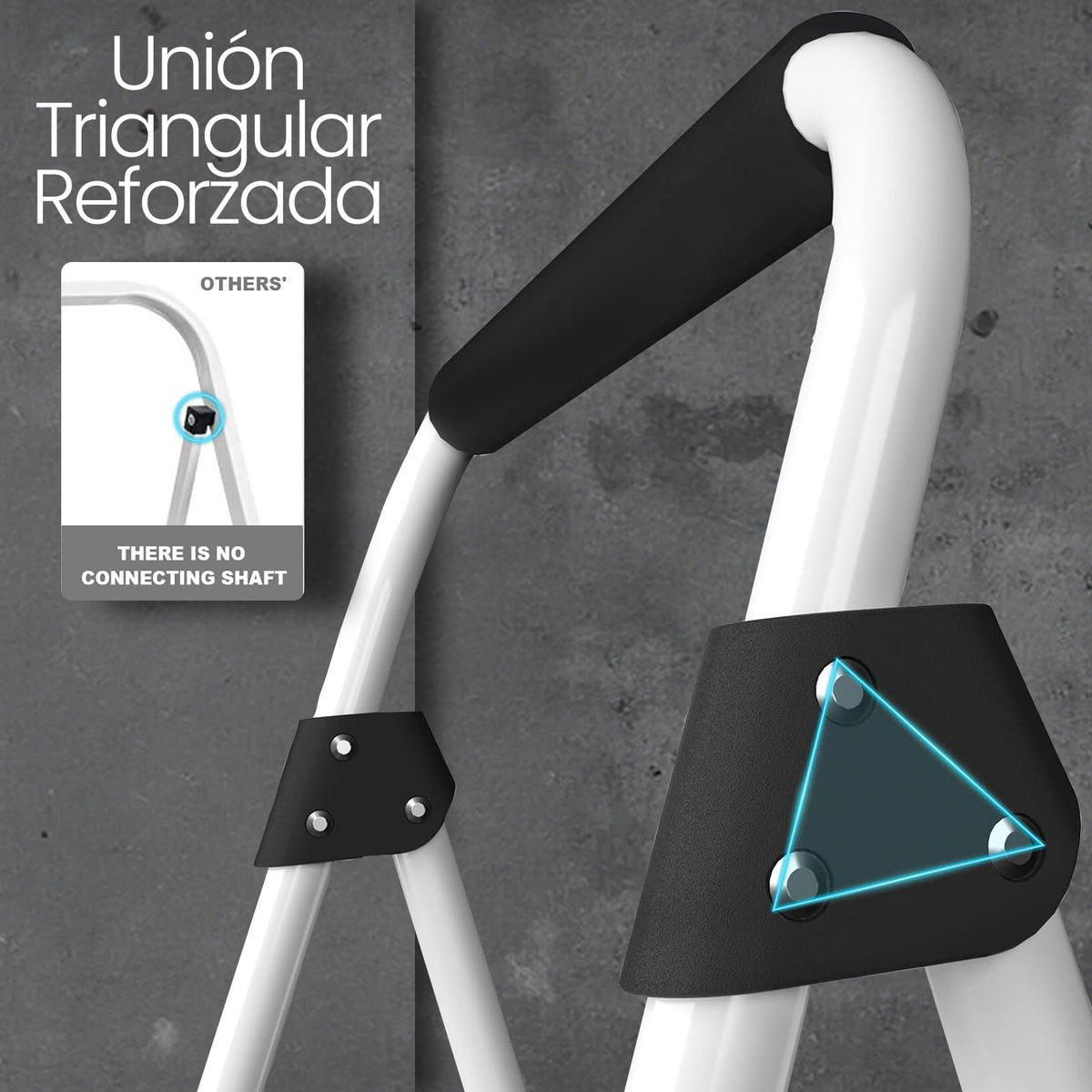 UZIRO Escalera Plegable 5 Peldaños de Acero y Aluminio, Escalera Pequeña Plegable Blanca con Peldaños Antideslizantes y Asa de Goma, para Hogar, Cocina, Oficina y Bricolaje