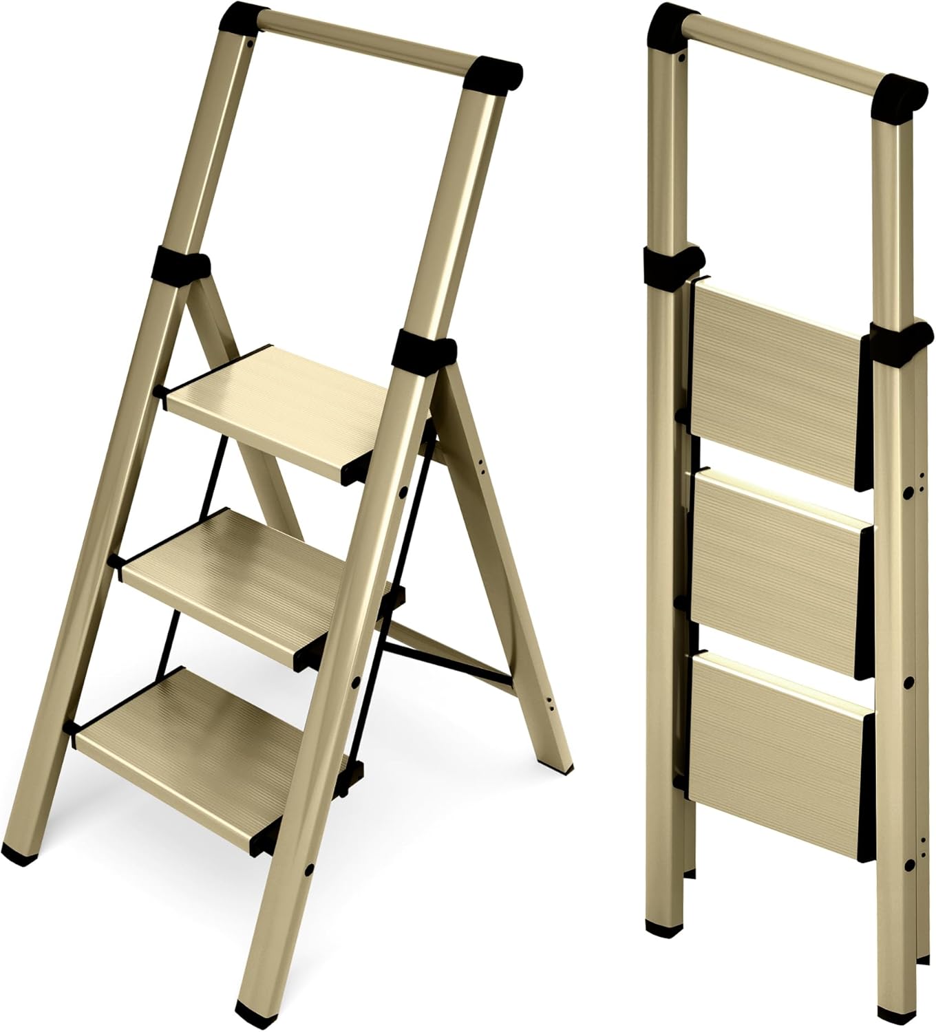 Escalera Aluminio dorada 3 peldaños