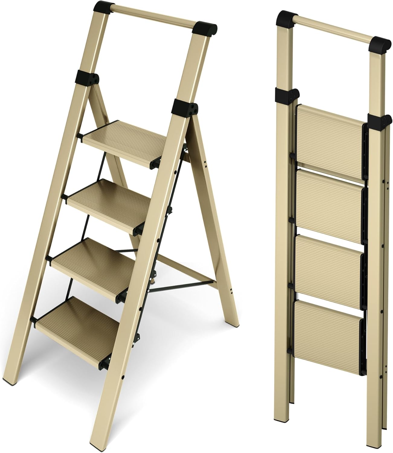 Escalera Aluminio dorada 4 peldaños