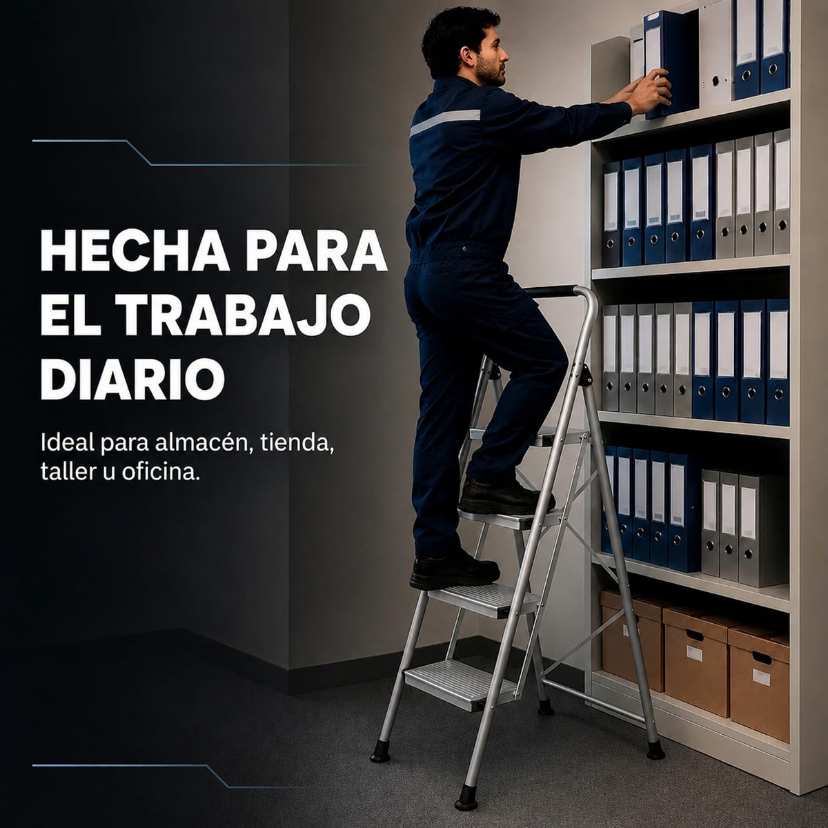 UZIRO Escalera 4 Peldaños Plegable, Escalones y Patas Antideslizantes de Acero al Carbono, con Mango Acolchado y Estructura Reforzada, Escalera Plegable 4 Peldaños, Escaleras Plegables