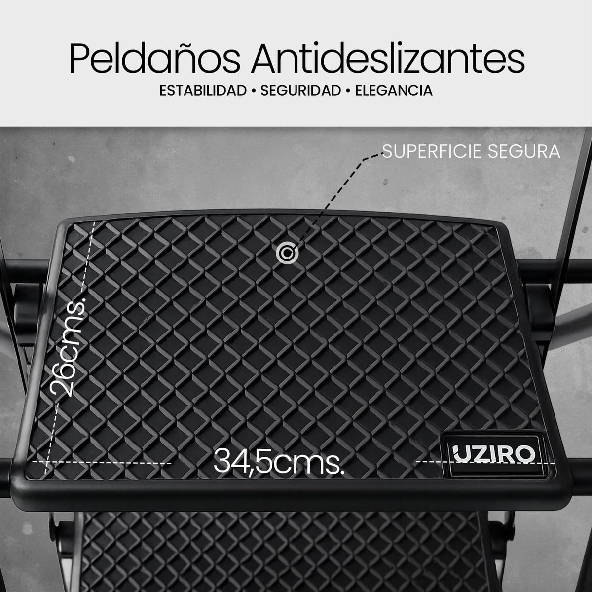 UZIRO Escaleras Plegables 4 Peldaños con Bandeja y Peldaños Anchos para Hogar