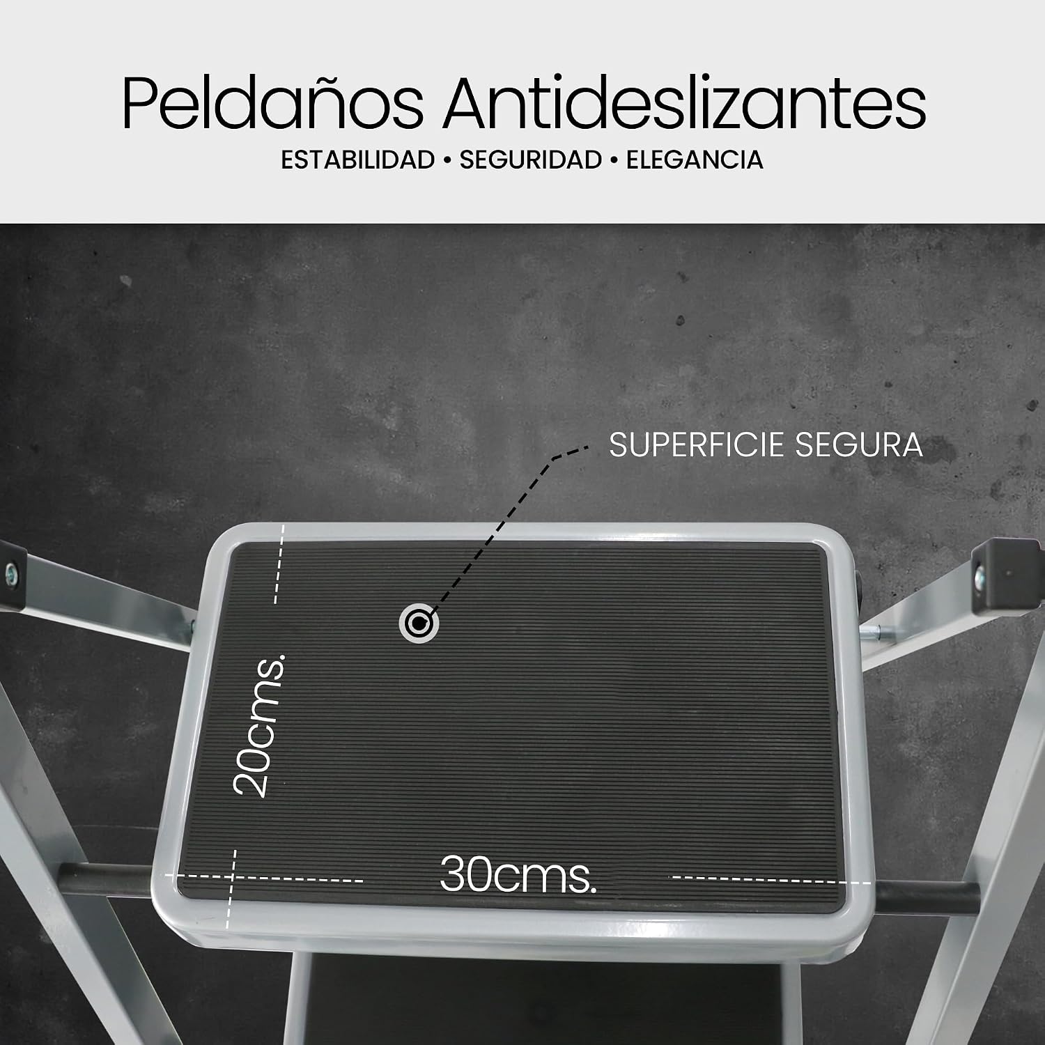 UZIRO Escalera Plegable 3 Peldaños, Estructura de Acero y Peldaño Antideslizante, Asa Superior de Goma , Escaleras Plegables Domésticas, Step Ladder para Hogar (Gris, 3 Peldaños)