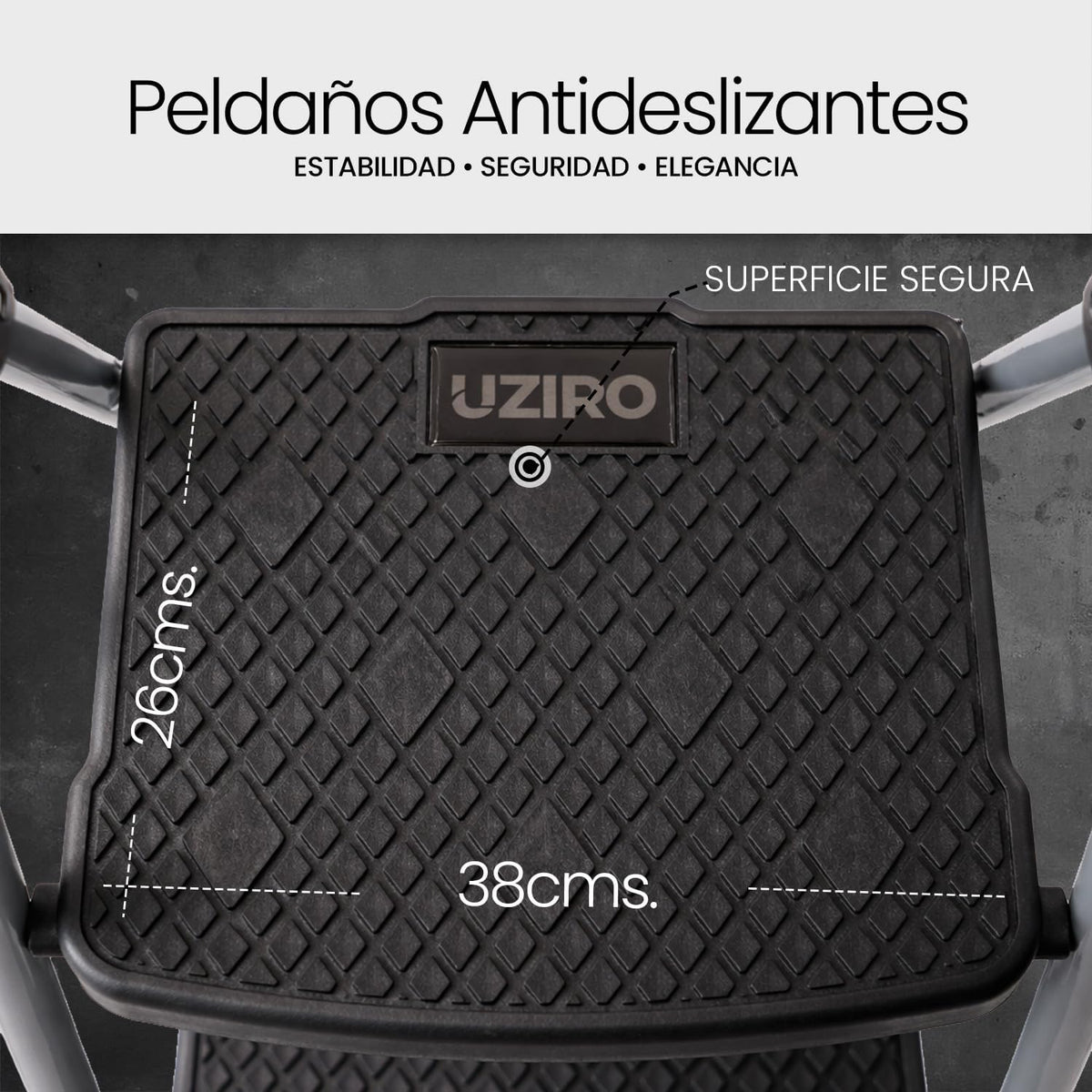 UZIRO Escalera liviana plegable plateada de acero y aluminio, 5 peldaños con asa de goma