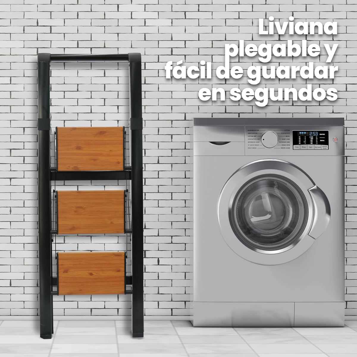UZIRO Escalera liviana plegable de aluminio, 3 peldaños anchos antideslizantes