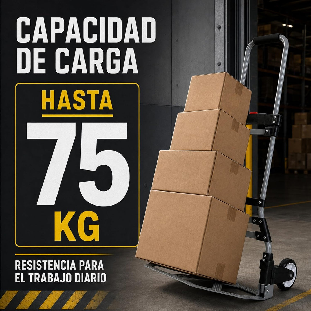 UZIRO Carretilla Plegable con Ruedas de Acero y Aluminio, con Mango Telescópico, Capacidad de 75 Kg, Plataforma Abatible y 2 Ruedas, Carretilla de Mano Plegable, Carro Transporte Plegable
