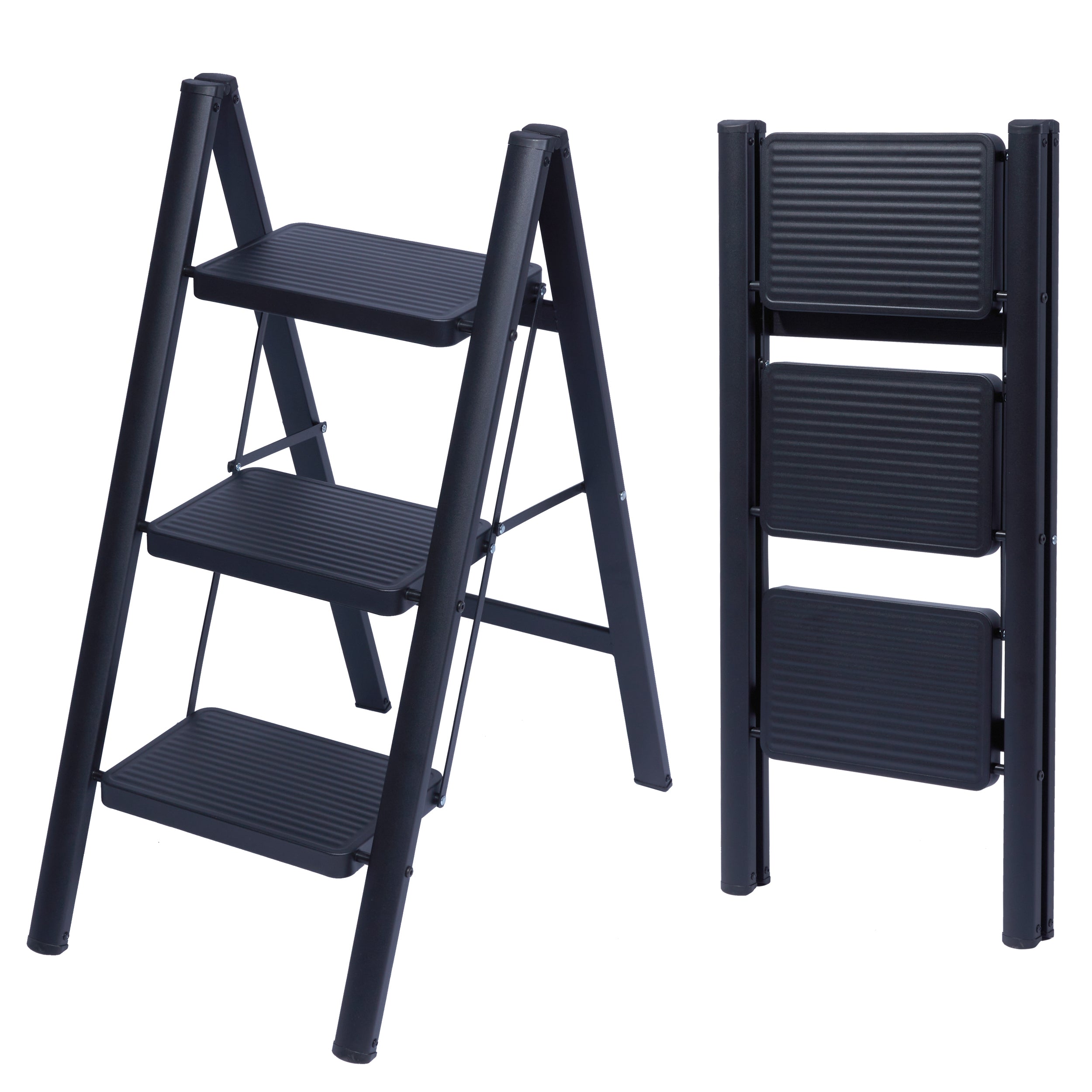 Escalera de 3 Peldaños, Escaleras Peldaños Anchos Acero Negra
