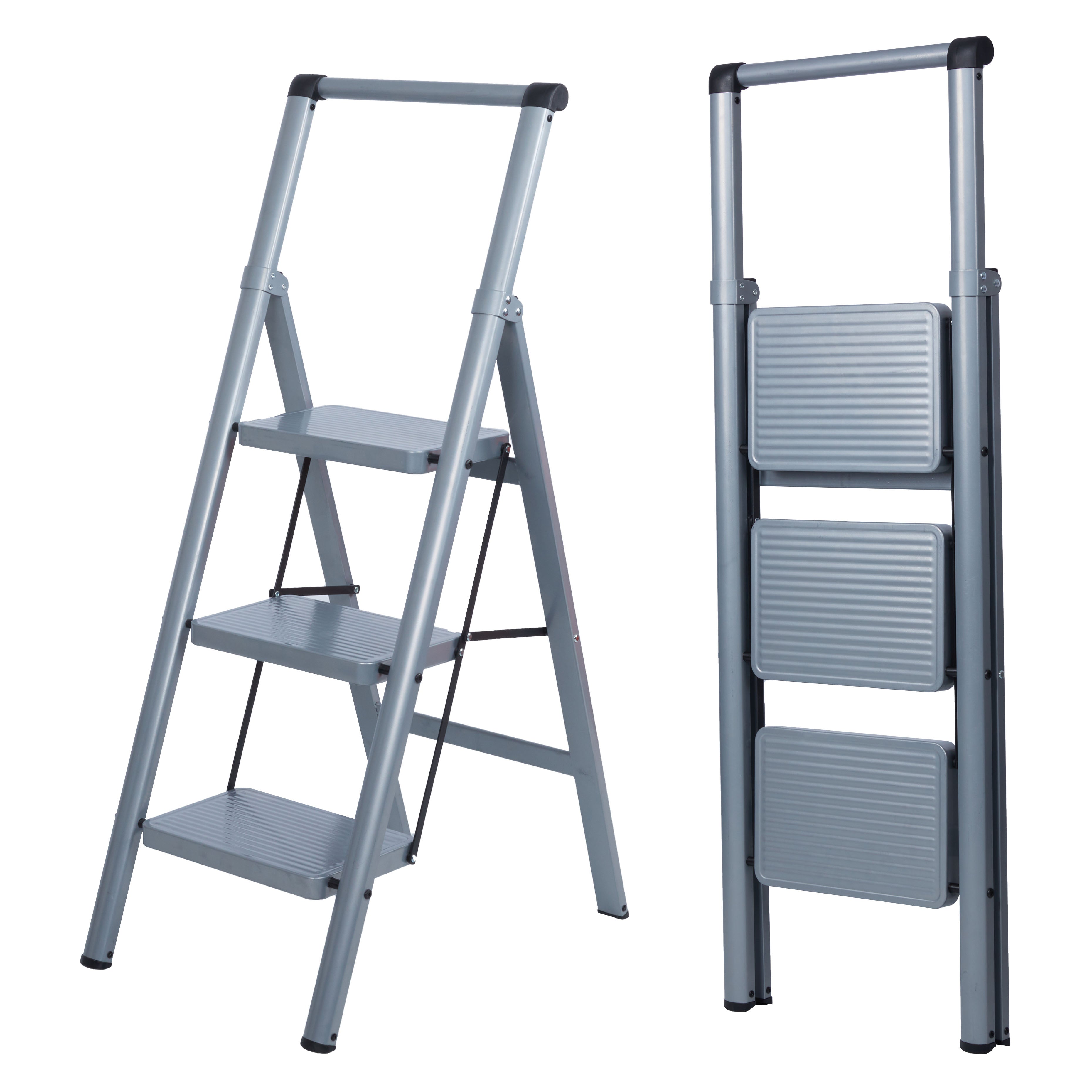 Escalera  Plegable 3 Peldaños  Gris
