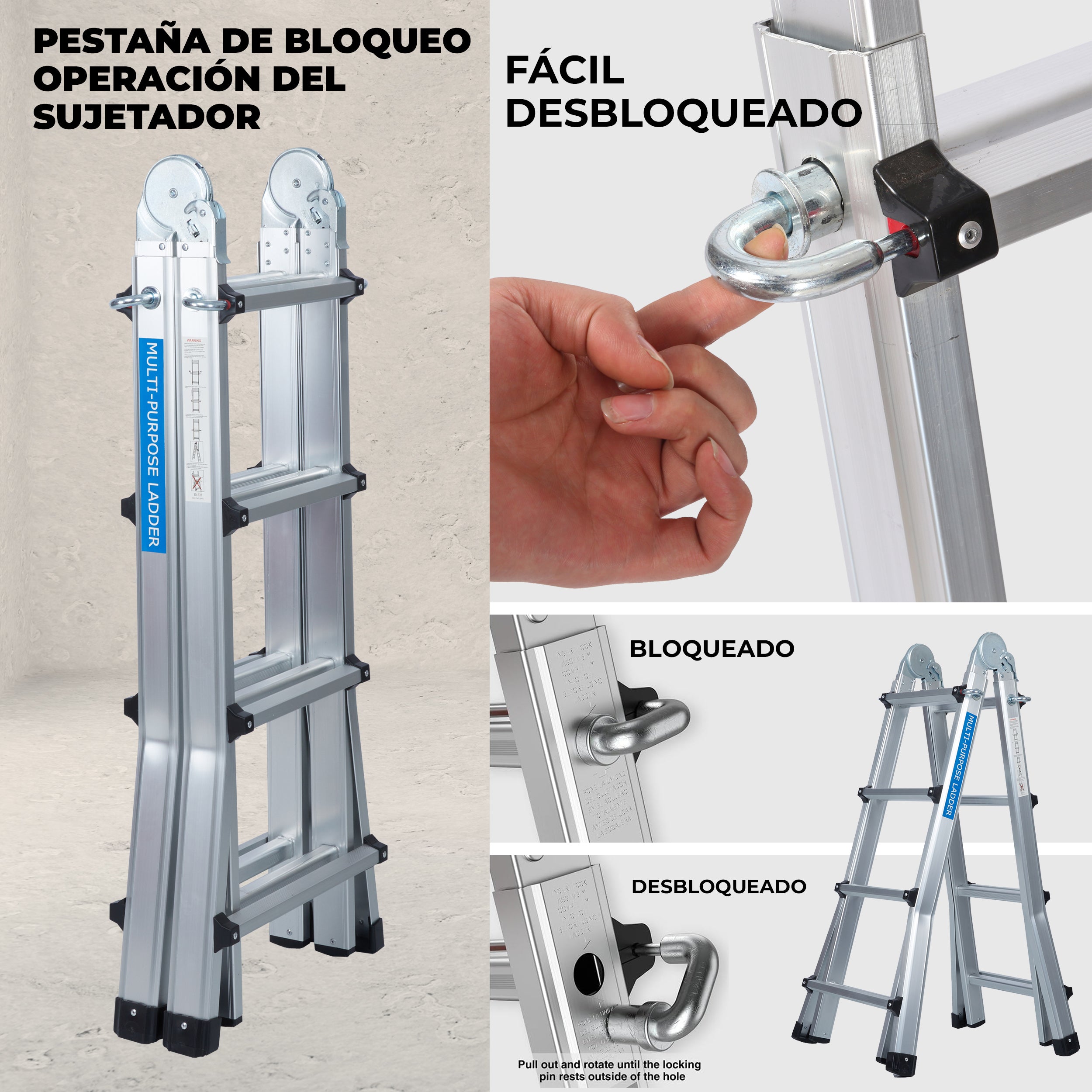 Escalera Aluminio Articulada - Escaleras Multifuncional
