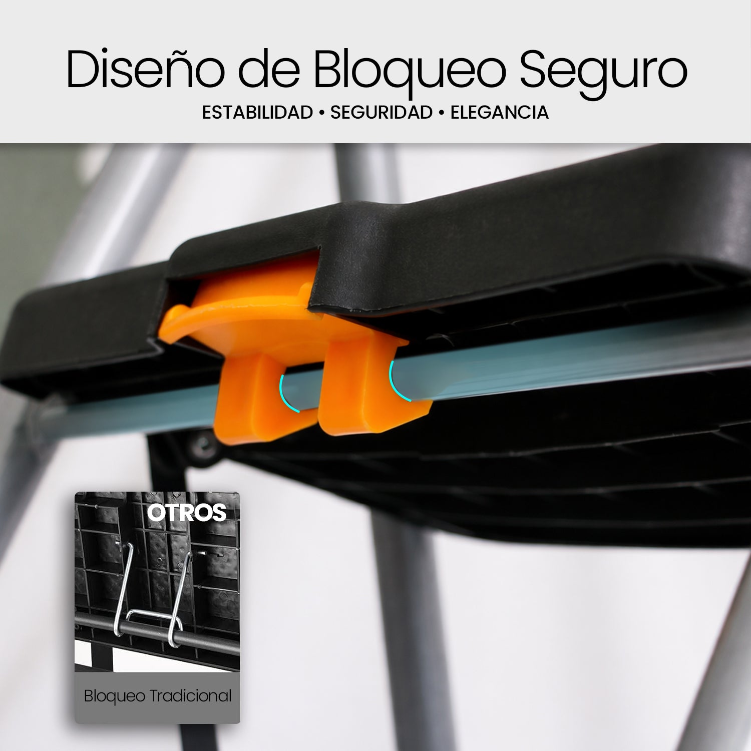 UZIRO Escalera Plegable 2 Peldaños, Estructura de Acero y Aluminio, Color Plateado, Peldaños Antideslizantes, Asa de Goma, para Hogar, Cocina, Oficina y Bricolaje