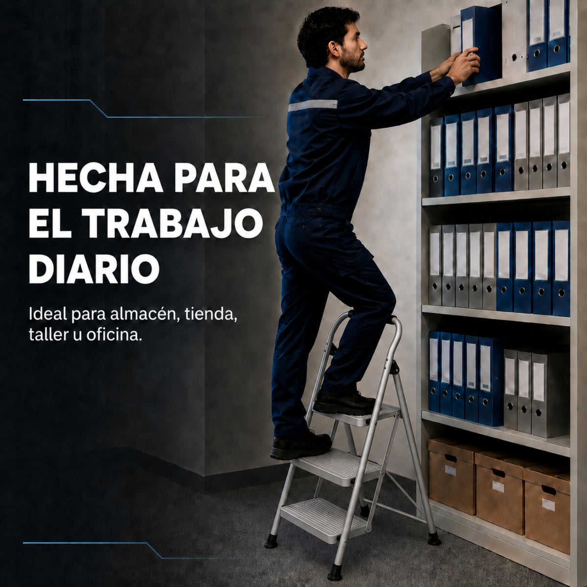 UZIRO Escalera 3 Peldaños Plegable, Escalones y Patas Antideslizantes de Acero al Carbono, con Mango Acolchado y Estructura Reforzada, Escalera Plegable 3 Peldaños, Escaleras Plegables
