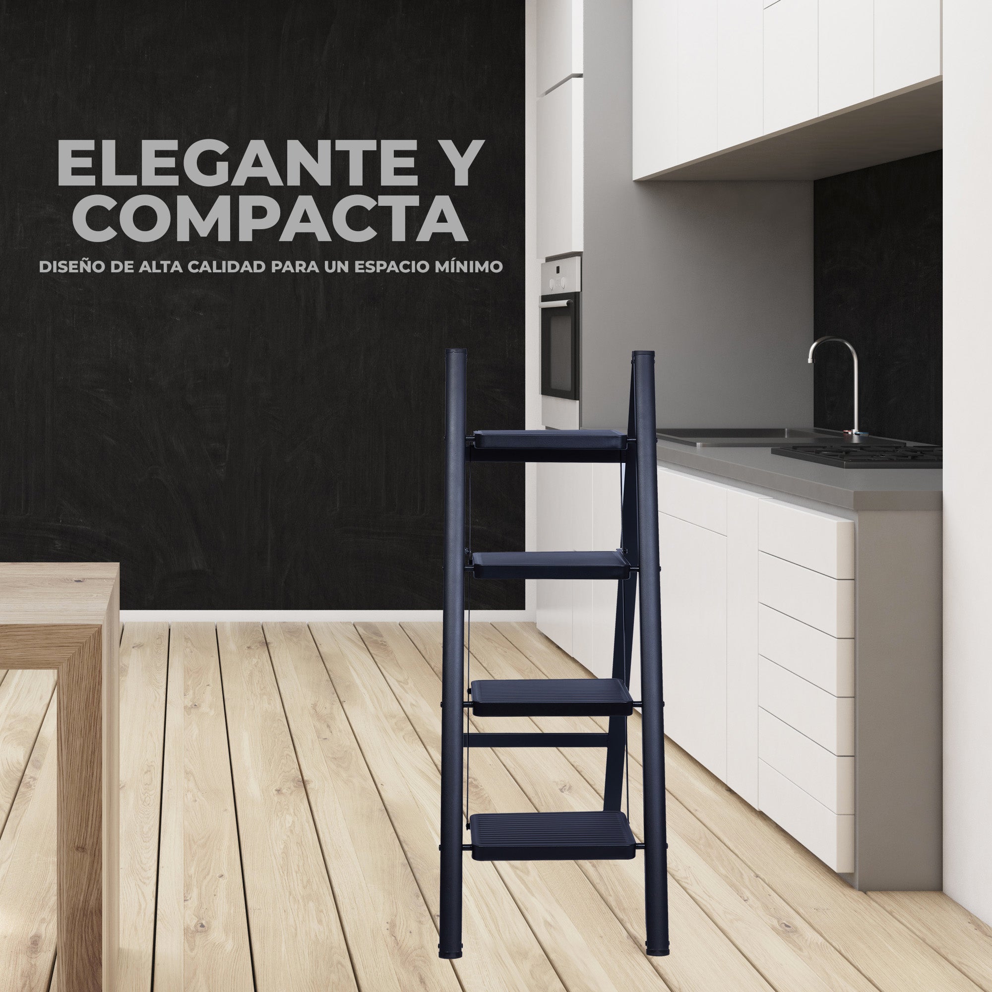 Escalera de 3 Peldaños, Escaleras Peldaños Anchos Acero Negra