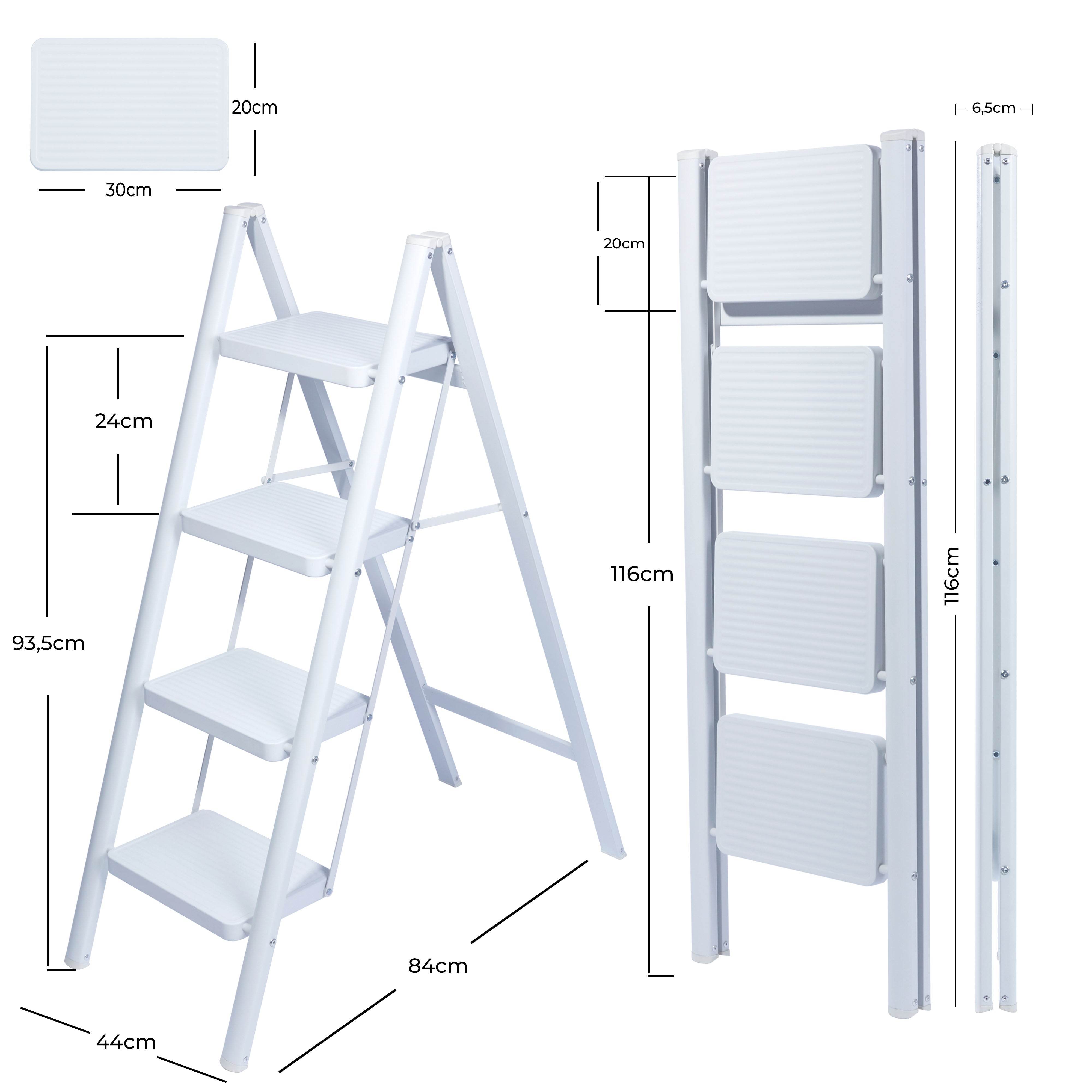 Escalera 4 Pedaños Plegable Blanca