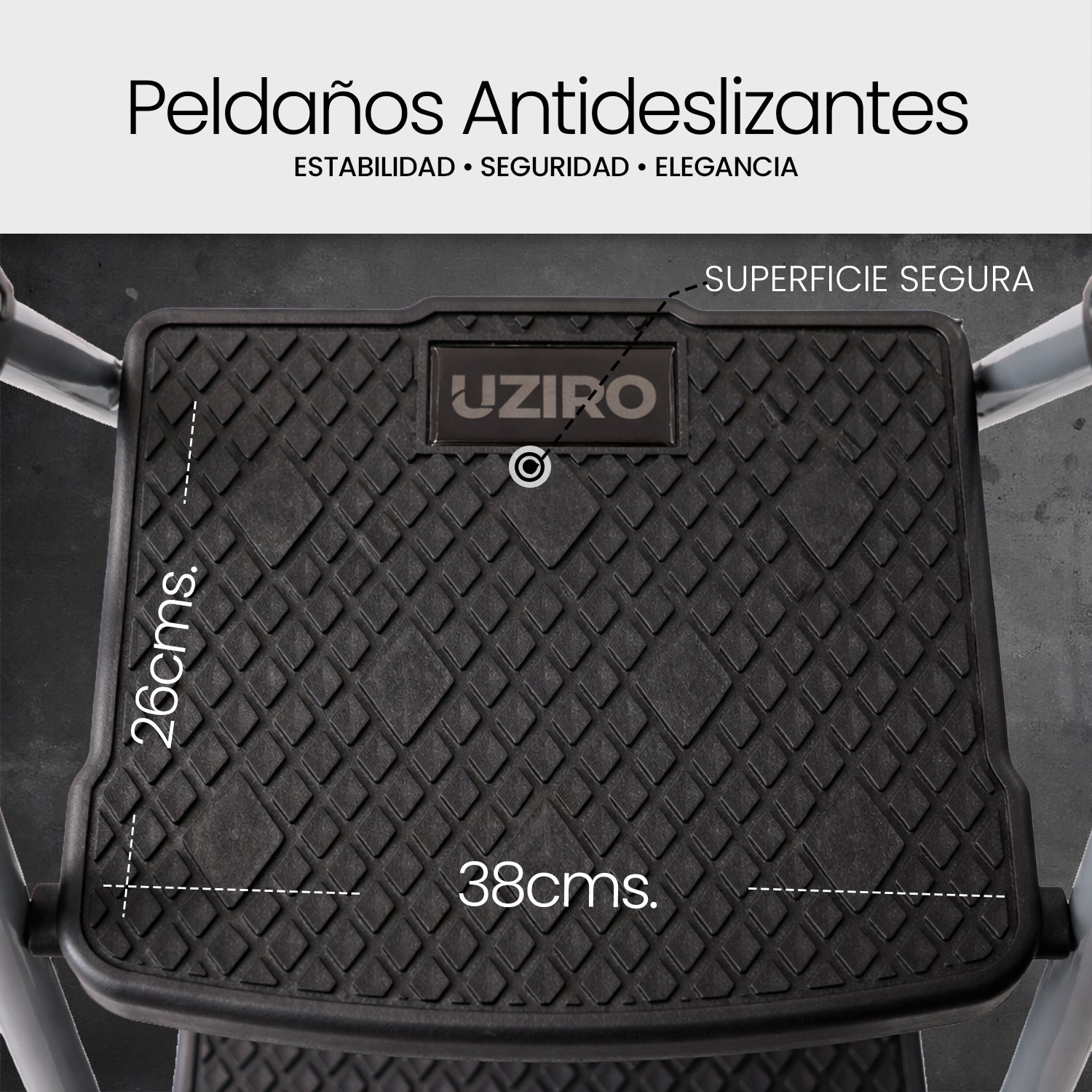 UZIRO Escalera Plegable 2 Peldaños, Estructura de Acero y Aluminio, Color Plateado, Peldaños Antideslizantes, Asa de Goma, para Hogar, Cocina, Oficina y Bricolaje